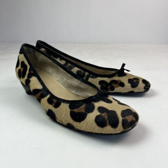 Nine West Leopard Print Calf Hair heel Ballet Pump 8 Cheetah Vtg Y2K Preppy Shoe - Picture 4 of 14